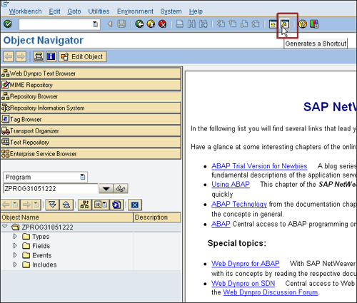 ABAP-shortcut-Object-Navigator