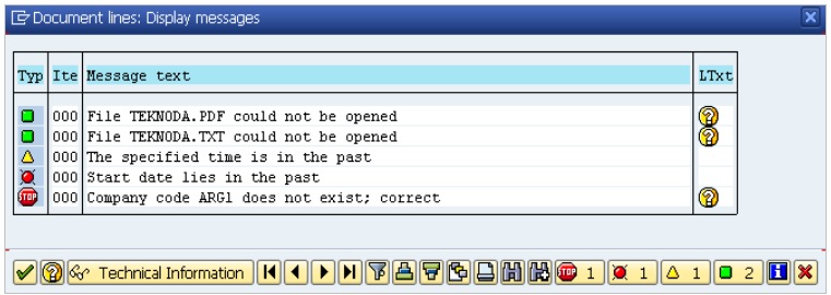 ABAP-function-module-message-document-lines