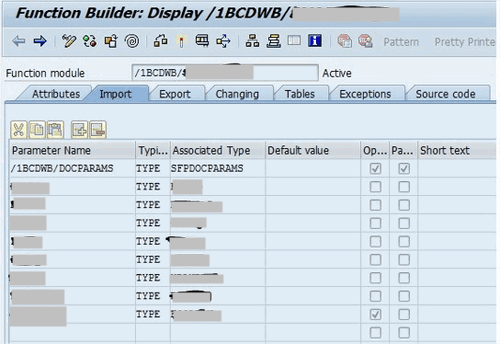 ABAP function builder display 1 a