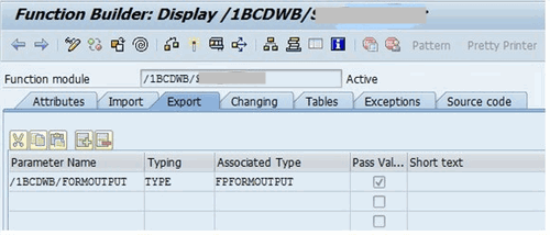 ABAP function builder display 2 a