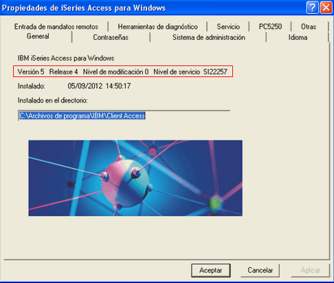 Cómo chequear el Release y Service Pack de iSeries Access for Windows ...
