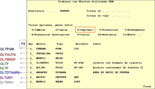 AS400-Comando-WRKOBJPDM-comandos-suprimir
