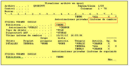 AS400-Salida-comando-PRTPVTAUT-cambios